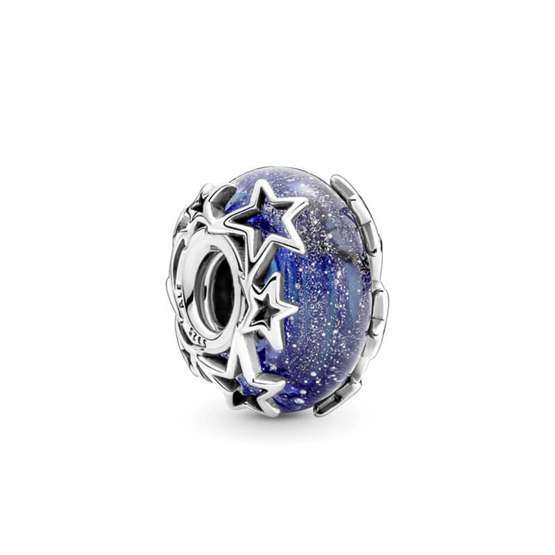 berloque murano galaxia azul e estrela