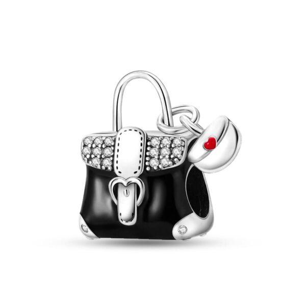 berloque linda bolsa preta com brilhantes