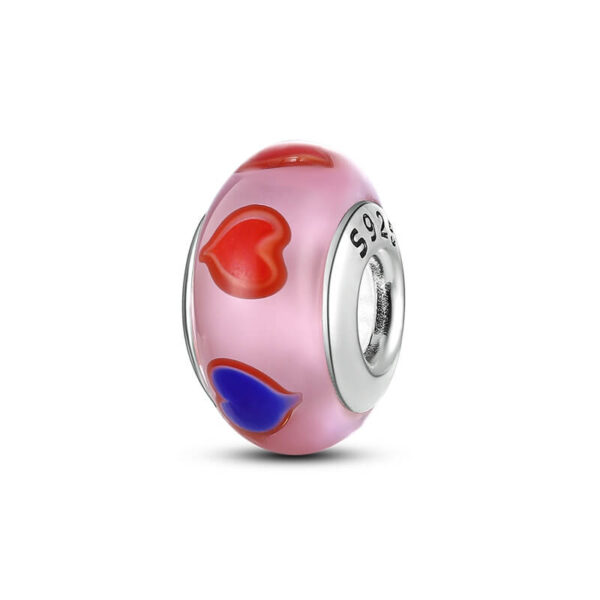 berloque murano rosa com coraes