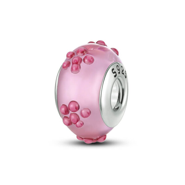 berloque murano rosa com pontos