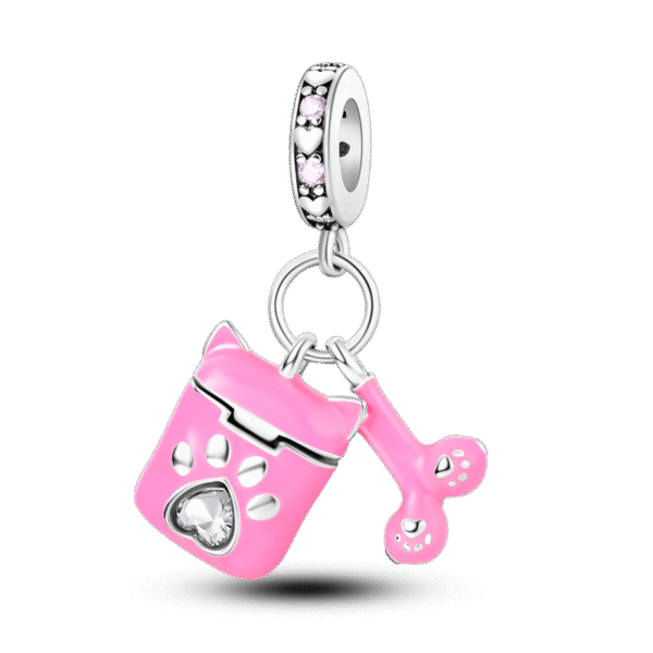 berloque pendente fone de ouvido rosa