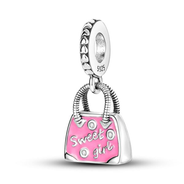 berloque pendente linda bolsa rosa