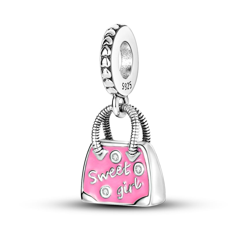 berloque pendente linda bolsa rosa