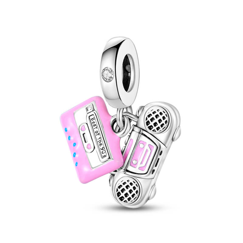 berloque pendente lindo rdio retro rosa
