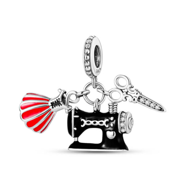 berloque pendente vestido mquina de costura e tesoura