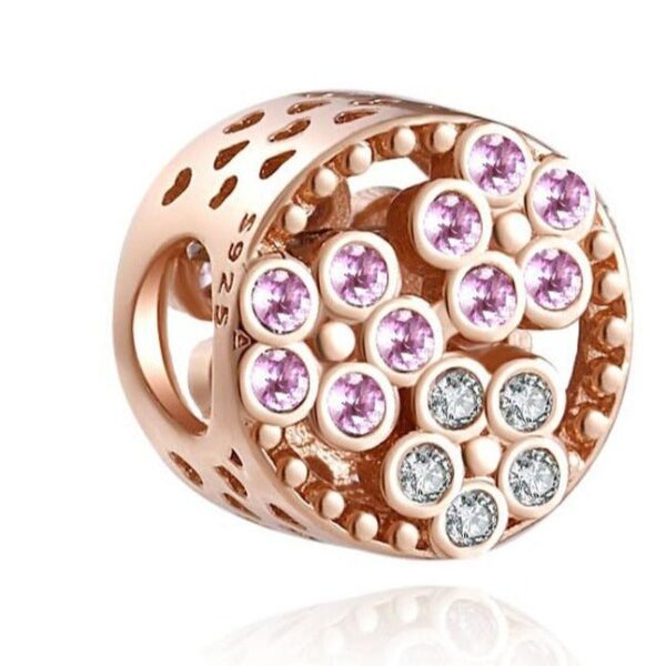 berloque charm floral  prata 925
