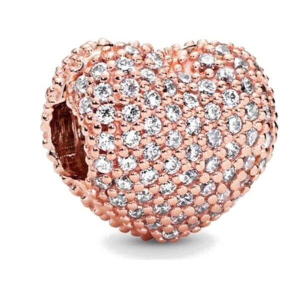 berloque charm corao cravejado  prata 925
