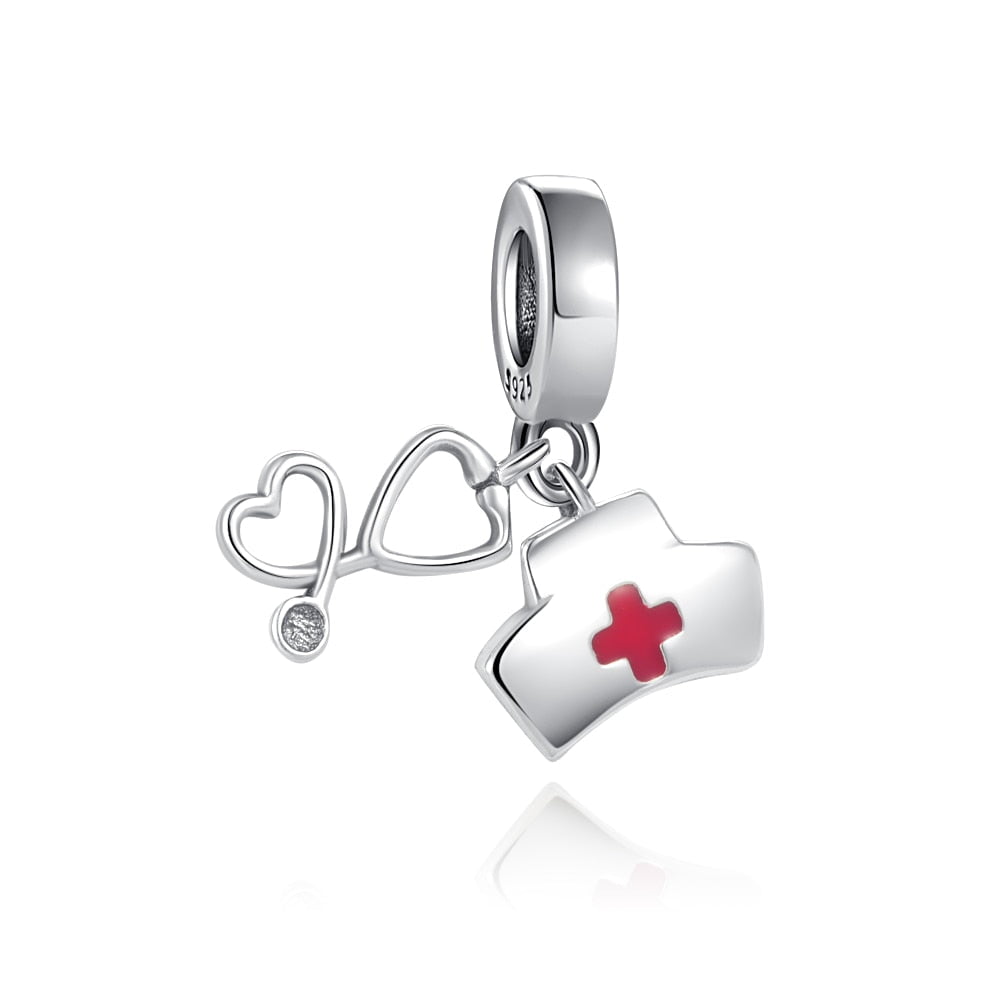 pendente em prata 925  charm profisses medicina
