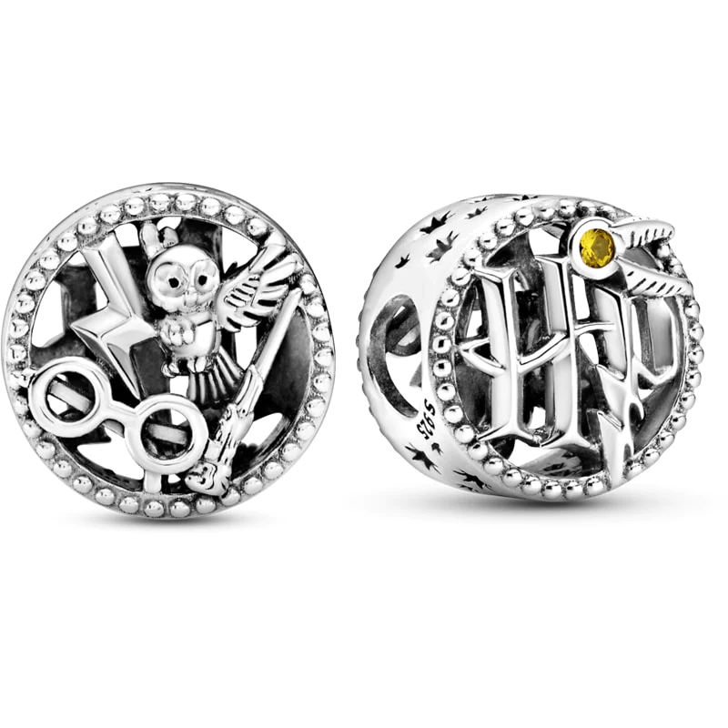 berloque em prata  charm coruja harry potter