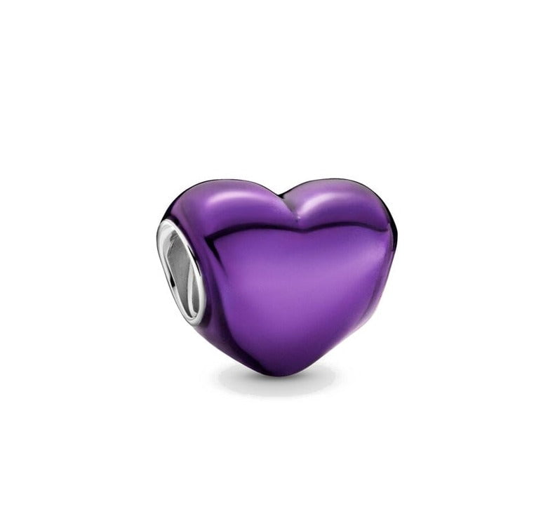 berloque charm purple hearth  prata 925