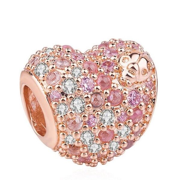 berloque charm corao floral  prata 925