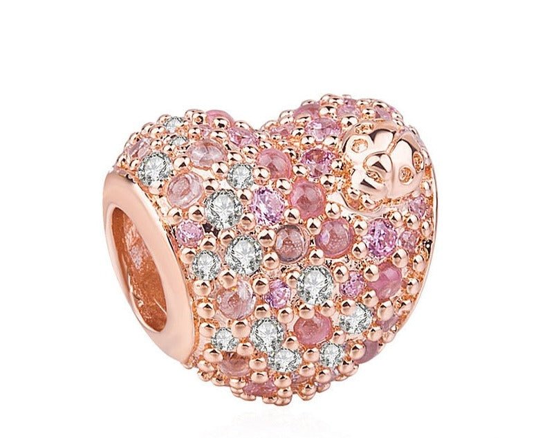 berloque charm corao floral  prata 925