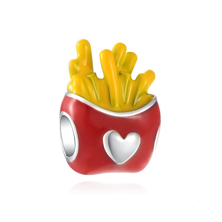 berloque charm i love fries  prata 925