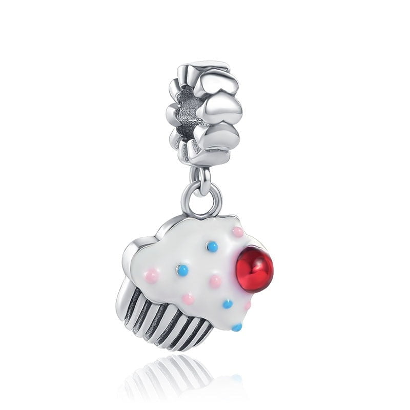berloque charm cupcake  prata 925