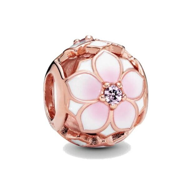 berloque charm flower  prata 925