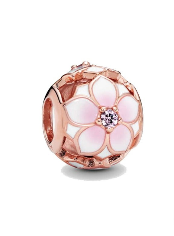 berloque charm flower  prata 925