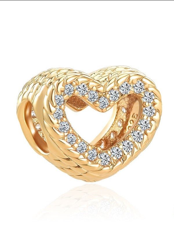 berloque charm gold hearth  prata 925