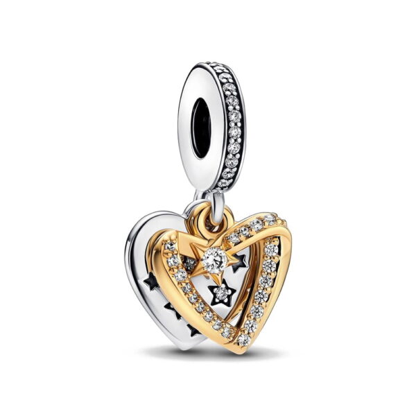 berloque charm gold hearth  prata 925