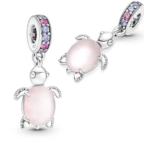 berloque charm pink turtle  prata 925