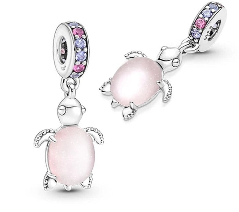 berloque charm pink turtle  prata 925