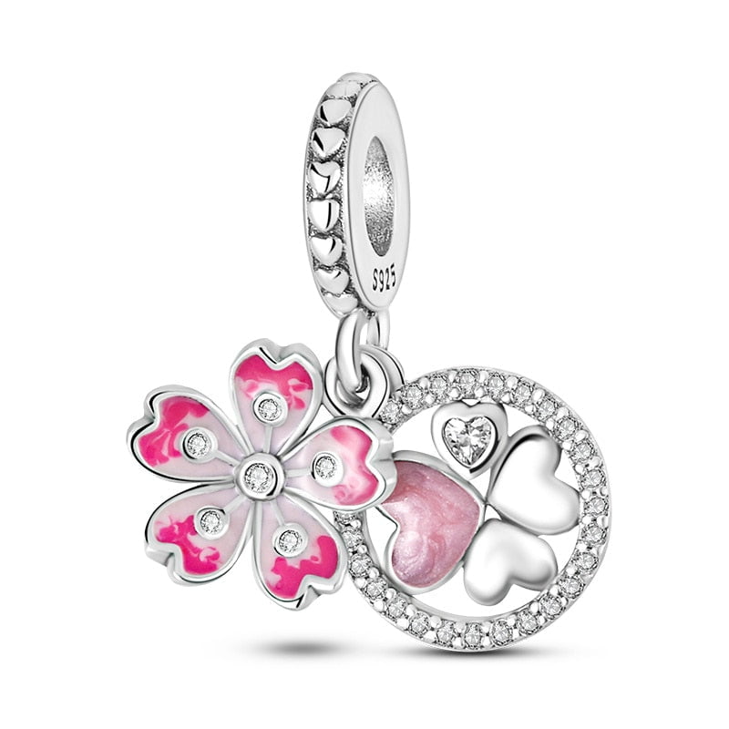 berloque charm flower  prata 925