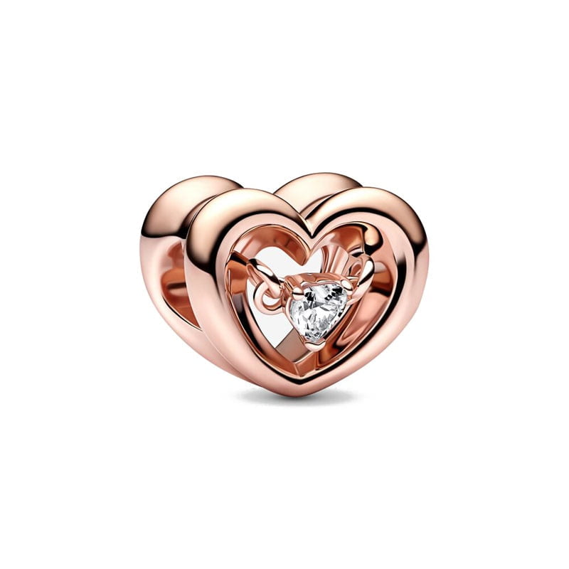 berloque charm shine hearth  prata 925 com banho rose