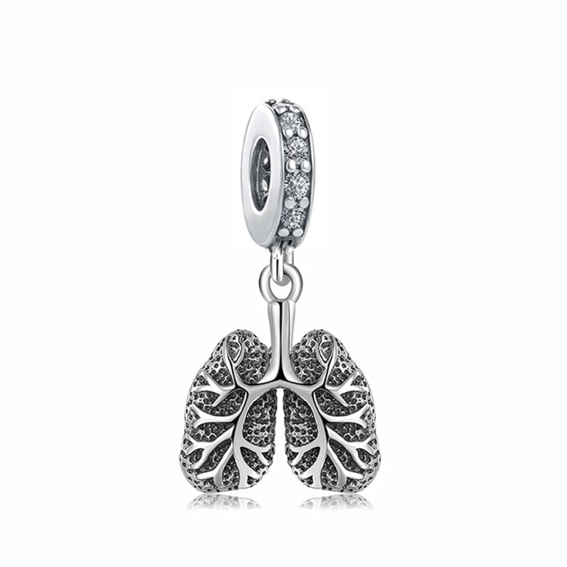 pendente em prata 925  charm profisses pulmo