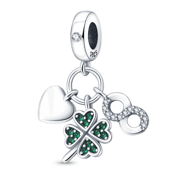 berloque charm trevo  prata 925