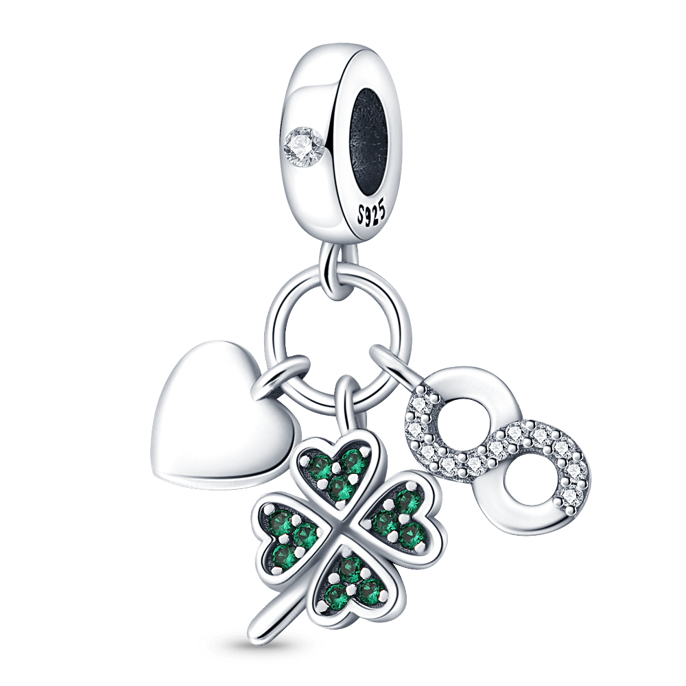 berloque charm trevo  prata 925