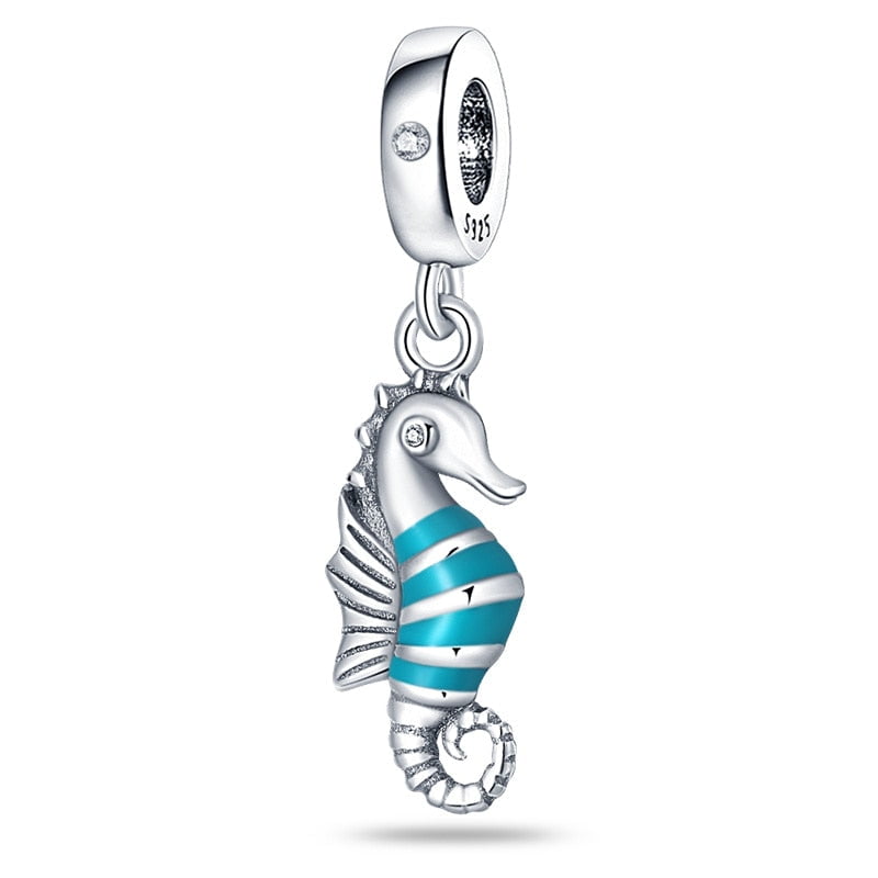 berloque charm cavalo marinho  prata 925
