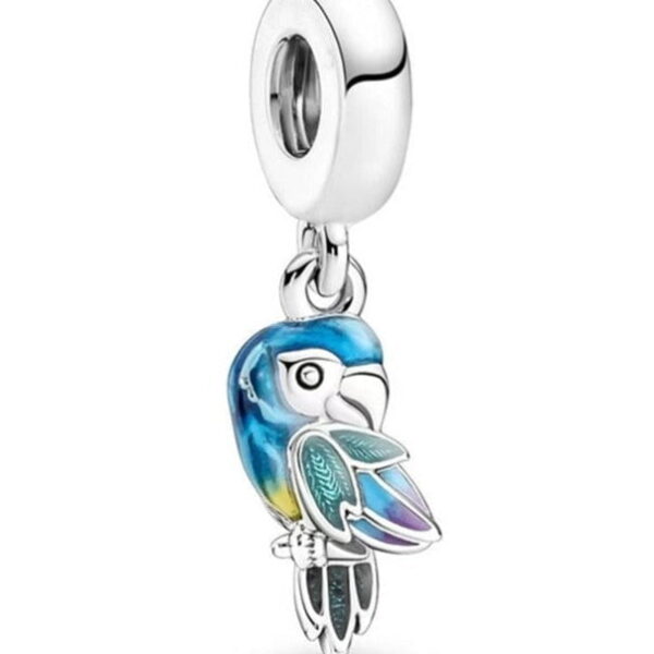 berloque charm arara azul  prata 925