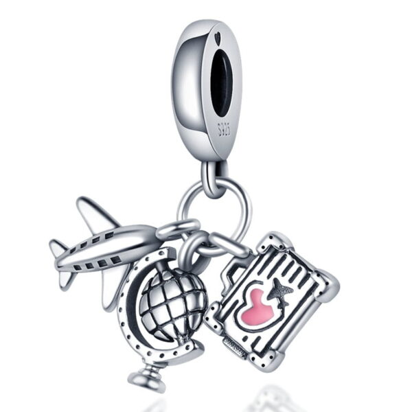 berloque charm travel love  prata 925