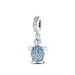 berloque charm tartaruga azul  prata 925