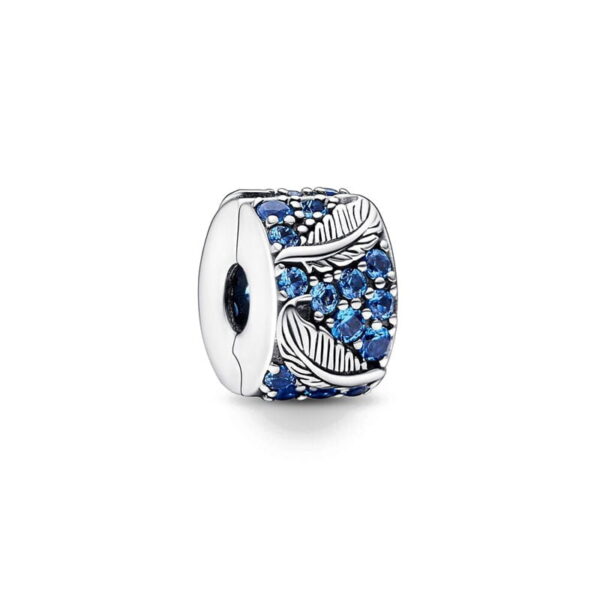 berloque charm feather blue  prata 925