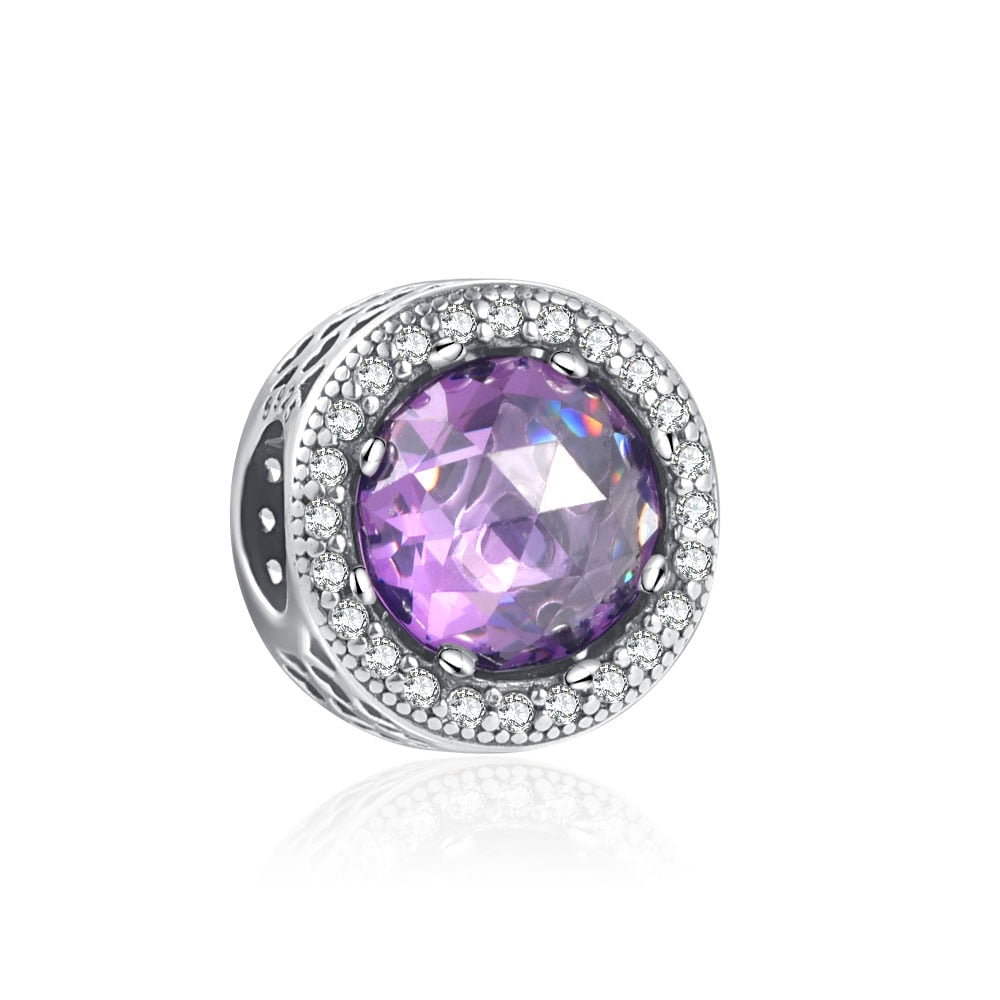 berloque charm purple circle   prata 925