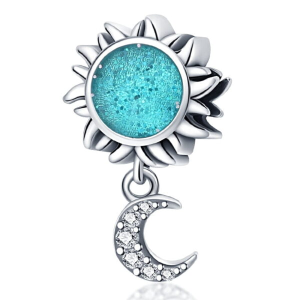 berloque charm sol e lua  prata 925