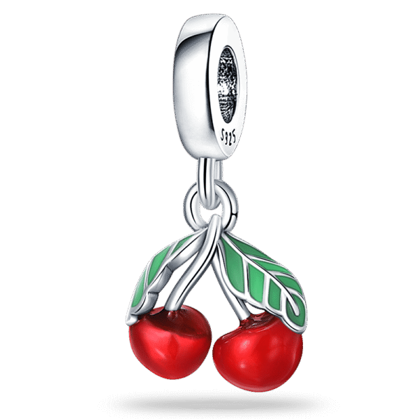 berloque charm cereja  prata 925