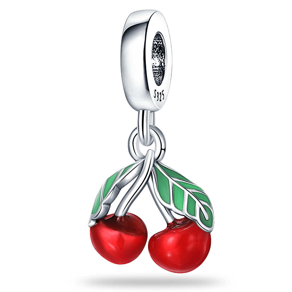 berloque charm cereja  prata 925