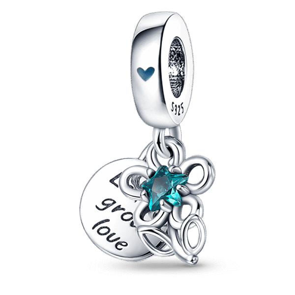 berloque charm flower star  prata 925