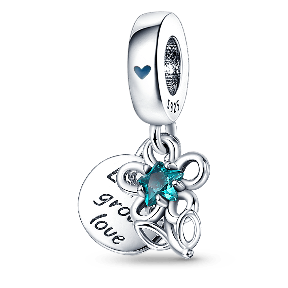 berloque charm flower star  prata 925