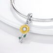 berloque charm sunflower  prata 925