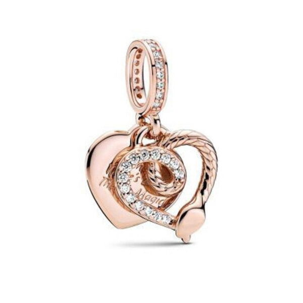berloque charm love you  prata 925 com banho rose