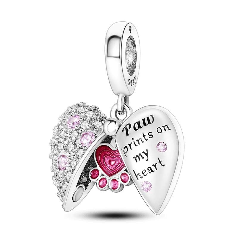 berloque charm pegadas no corao  prata 925