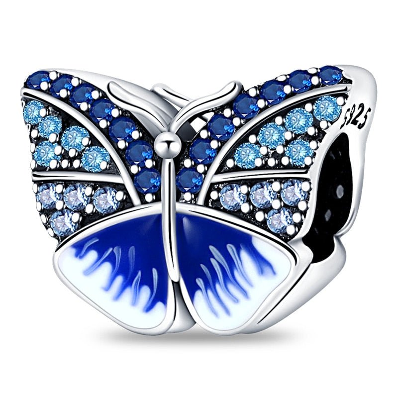 berloque charm blue butterfly  prata 925