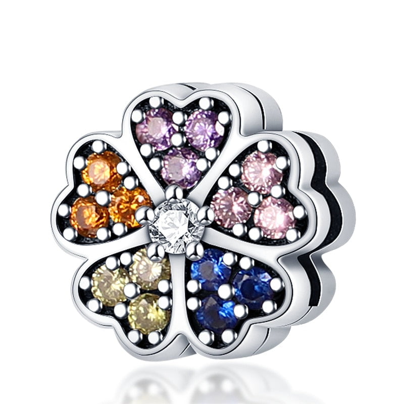 berloque charm color flower  prata 925