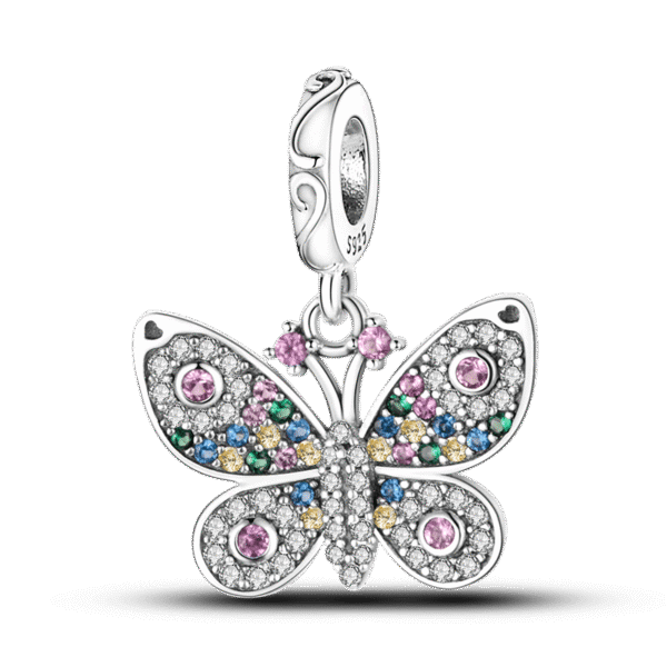 berloque charm color butterfly  prata 925