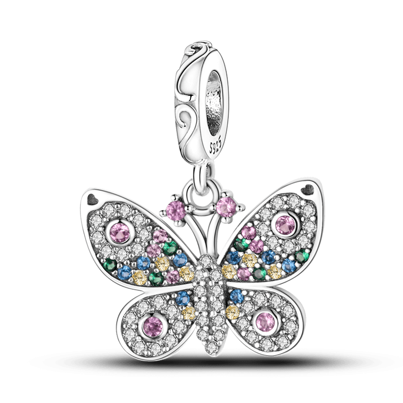 berloque charm color butterfly  prata 925