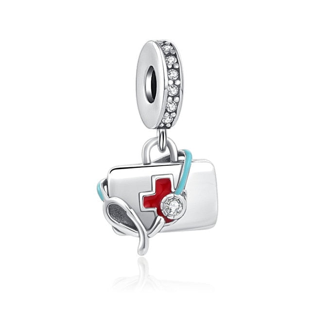 pendente em prata 925  charm profisses med veterinria