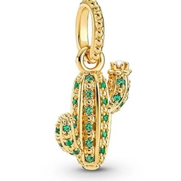berloque charm cactus  prata 925 com banho dourado