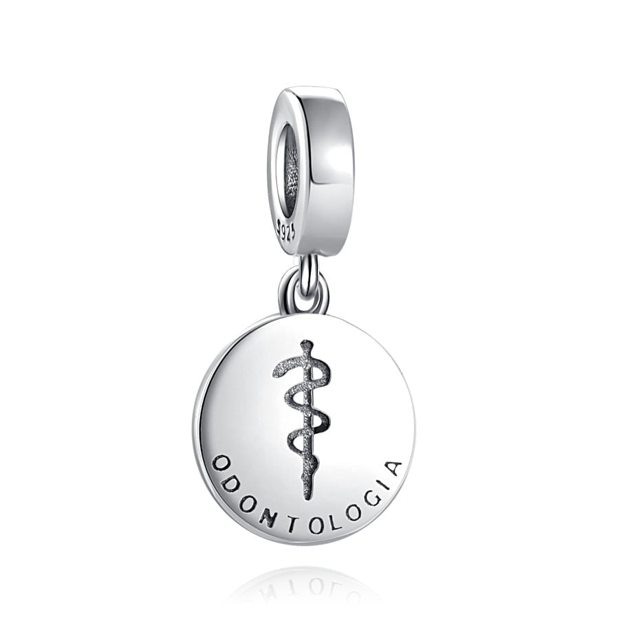 pendente em prata 925  charm profisses odontologia